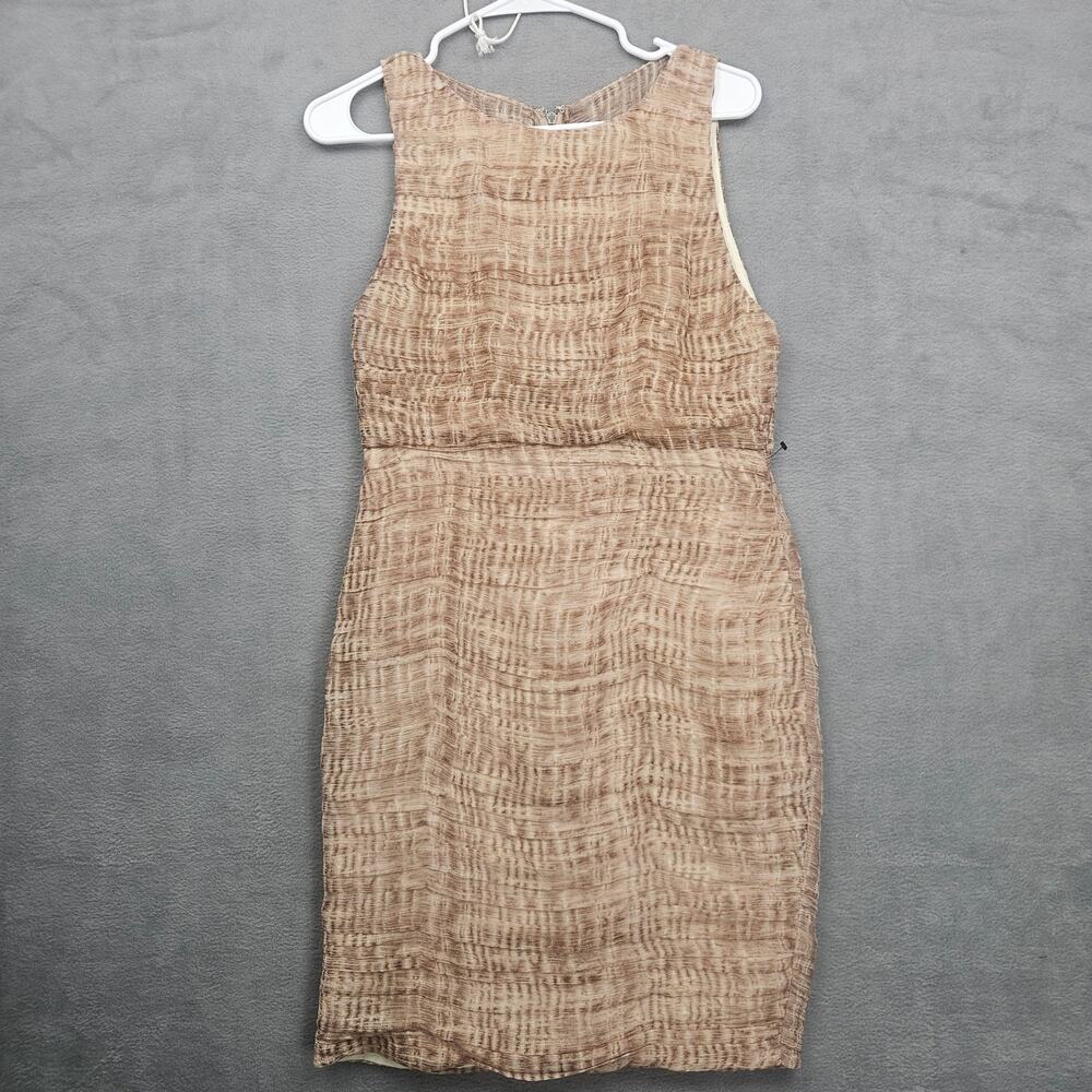 Alice + Olivia Silk Blend Beige Textured Sheath Dress Small
